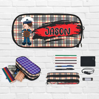 a personalized pencil case with a cartoon character on it