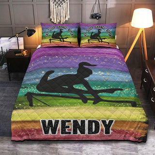 a bed with a picture of a person on it