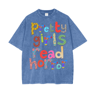 Pretty Girls Read Horror Shirt in Oversized Style - Bookish Shirts