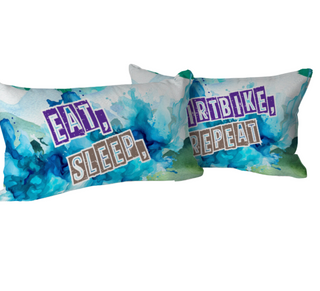 two pillows that say eat, drink, and sleep