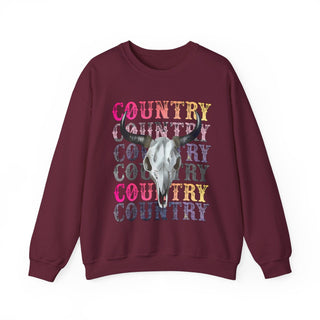 Country Sweatshirt With Bull Skull for Women