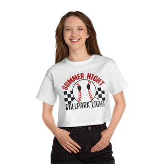 Summer Night Ballpark Light Baseball Cropped TShirt