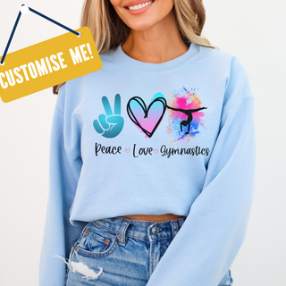 Personalized Sweatshirt Peace Love Any Sports!