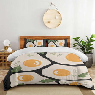 an image of a bed with eggs on it