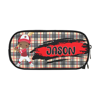 a pencil case with a baseball player on it