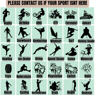 a poster with different types of sports related items