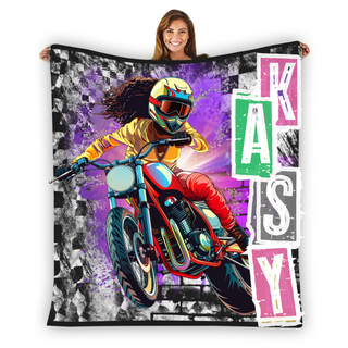 Personalized Dirt Biker Blankets for Girls