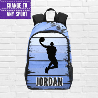 a backpack with a basketball player on it