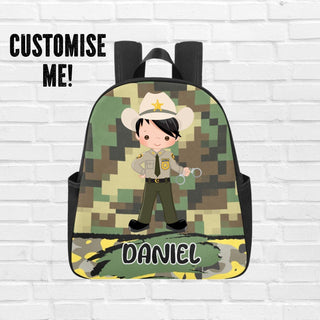 a backpack with a picture of a boy on it