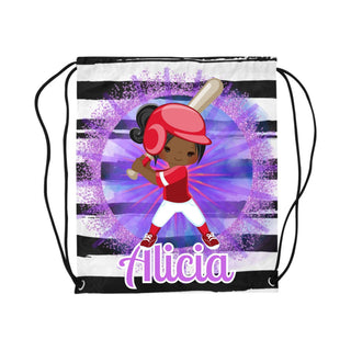 a drawsack bag with a baseball player on it