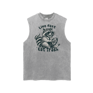 Live Fast Eat Trash Tank Top In Oversized Style