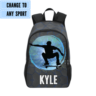 a backpack with a picture of a skateboarder on it