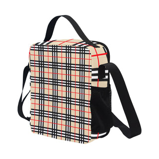 a bag with a plaid pattern on it