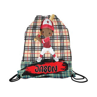 a drawsack bag with a baseball player on it