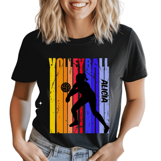 a woman wearing a t - shirt with a basketball player on it