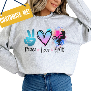 Personalized Sweatshirt Peace Love Any Sports!