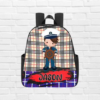 a backpack with a picture of a sailor on it