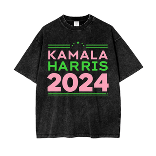 Acid Wash Kamala Harris Shirt in Pink And Green