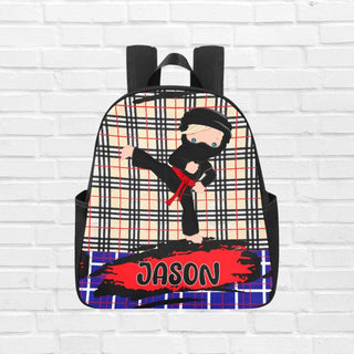 a backpack with a picture of a man on it