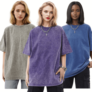 three models wearing different colored tops