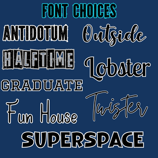 a bunch of different font styles on a blue background