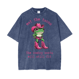 Eat The Tacos Cowgirl Shirt With Frogs On