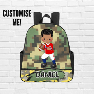 a backpack with a picture of a baseball player on it