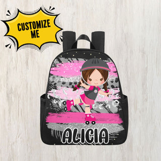 a backpack with a picture of a girl on it