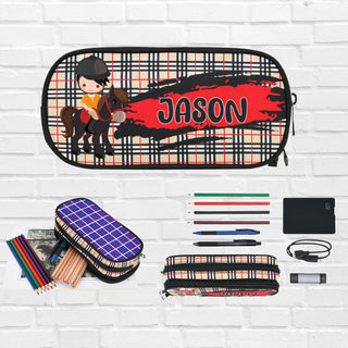 a personalized pencil case with pencils, pens, and pencils