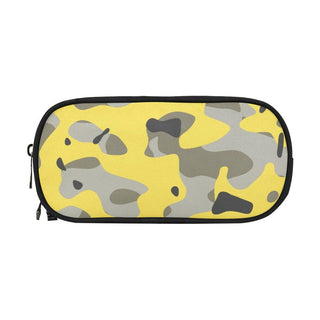 a yellow and black case with a camouflage pattern