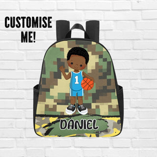 a backpack with a picture of a basketball player on it