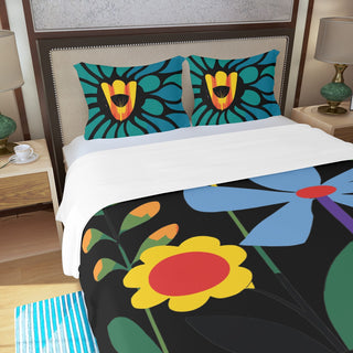 Abstract Flowers Duvet And Pillowcase Set