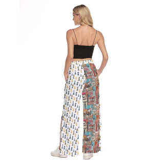 Chess Wide Leg Trouser Pants With Side Split