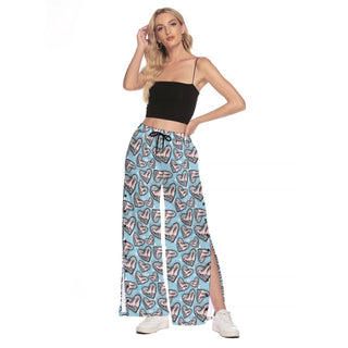 Ice Skating Wide Leg Trouser Pants With Side Split