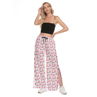 American Football Wide Leg Trouser Pants With Side Split