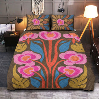 Abstract Flowers Quilt And Quilt Sets