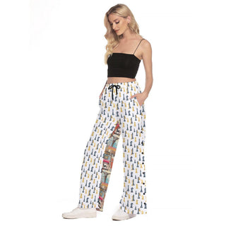 Chess Wide Leg Trouser Pants With Side Split