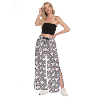 Baseball Wide Leg Trouser Pants With Side Split