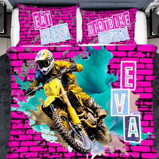 Girls Personalized Dirtbike Full Duvet Bedding