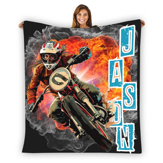 Fireball Girls Dirt Bike Blanket With Name On