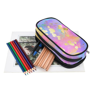 a set of pencils and a pencil case