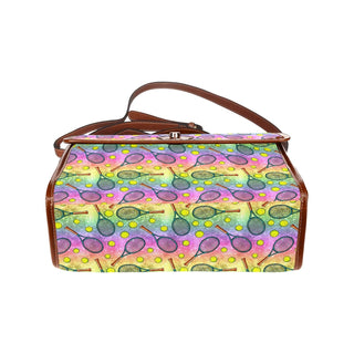 Pink And Purple Tennis Print Satchel Bag