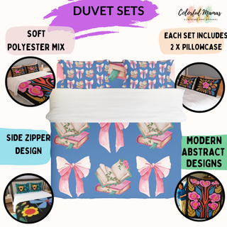 a picture of a duvet set with different designs