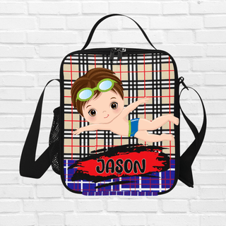 a backpack with a picture of a boy on it