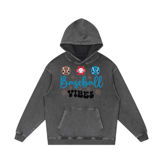 a black hoodie with the words baseball vibes printed on it