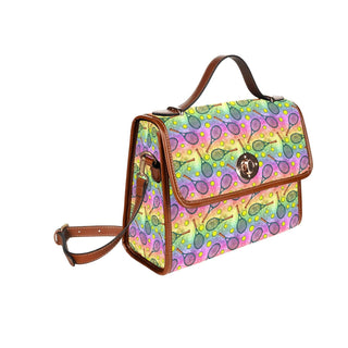 Pink And Purple Tennis Print Satchel Bag