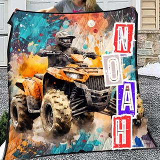 Paint Splatter ATV Boy Quilt Bedding