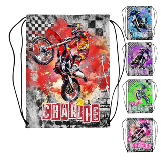 Dirt Biker Drawstring Backpacks for kids