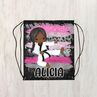 a drawsack bag with a girl doing yoga