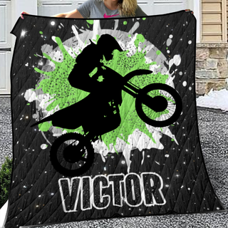 Cool Blue Dirt Bike Quilt For Boys